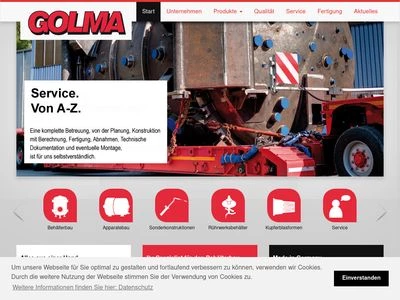Website von GOLMA Apparate- u. Behälterbau GmbH