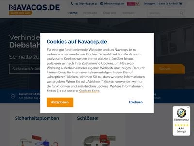 Website von Navacqs Seal Suppliers GmbH