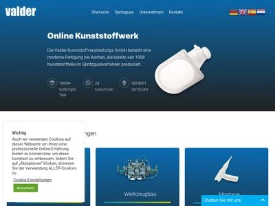 Website von Valder Kunststoffverarbeitungs GmbH
