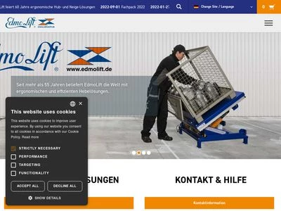 Website von EdmoLift Hebetechnik GmbH