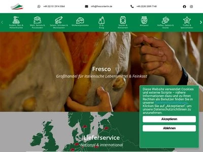 Website von Fresco GmbH Italienische Lebensmittel