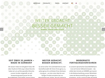 Website von Wibmer GmbH u. Co. Kommanditgesellschaft Papier-Formtechnik