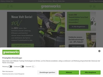 Website von Greenworks Tools Europe GmbH