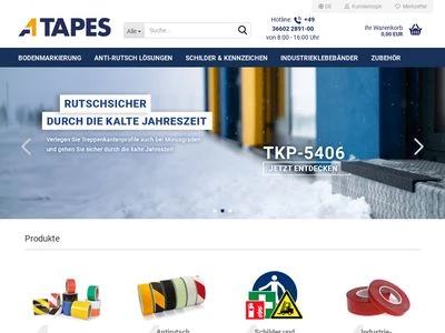 Website von 1A Tapes GmbH