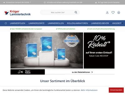 Website von Krüger Laminiertechnik GmbH