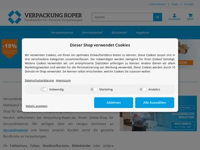 Website von  Verpackung Roper GmbH & Co. KG