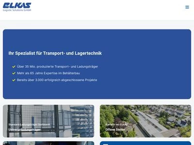 Website von Elkas GmbH & Co. KG, Transport- u. Lagertechnik 
