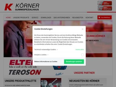 Website von Gummispezialhaus M. Körner GmbH