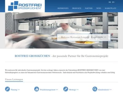 Website von ROSTFREI GROSSKÜCHEN Produktion GmbH