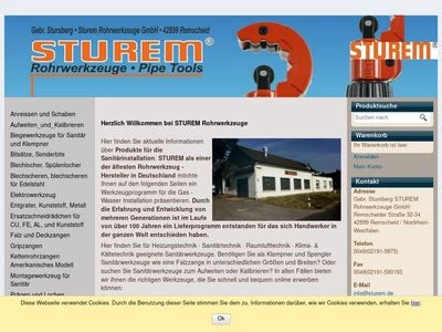 Website von Gebr. Stursberg STUREM Rohrwerkzeuge GmbH