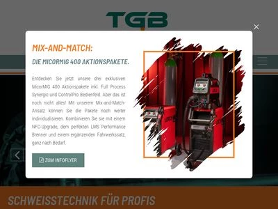 Website von TGB Schweisstechnischer Fachhandel GmbH