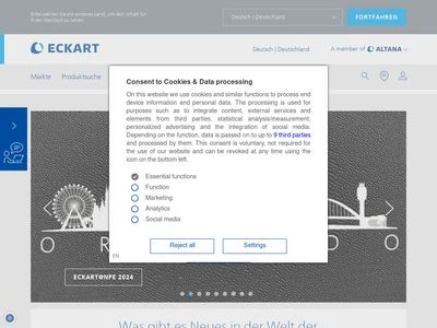 Website von ECKART GmbH