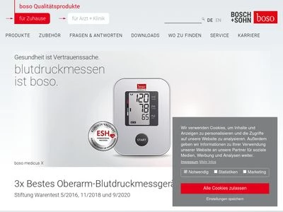 Website von BOSCH + SOHN GmbH u. Co. KG