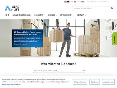 Website von AERO-LIFT Vakuumtechnik GmbH