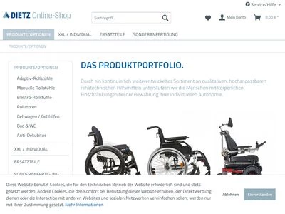 Website von DIETZ GmbH Reha-Produkte