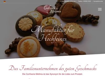 Website von Confiserie Mellinia GmbH