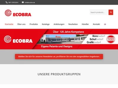 Website von ECOBRA Schreib - und Zeichengeräte GmbH