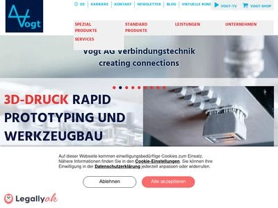 Website von Vogt AG Verbindungstechnik