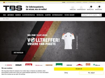 Website von TBS Technischer Bedarf GmbH