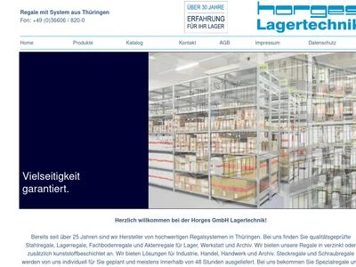 Website von Horges GmbH Lagertechnik