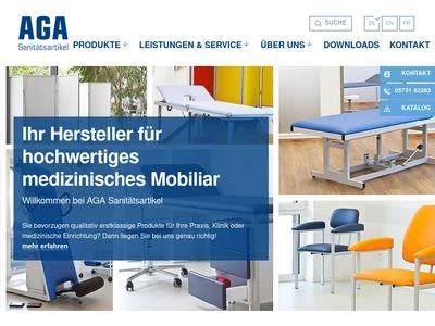 Website von AGA Sanitätsartikel GmbH