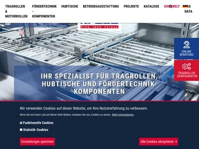 Website von KRAUS Betriebsausstattung und Fördertechnik GmbH