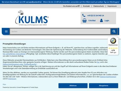 Website von Egon Kulms, Ing. Handel und Vertrieb