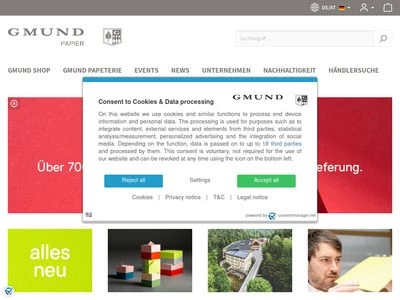 Website von Büttenpapierfabrik Gmund GmbH & Co. KG