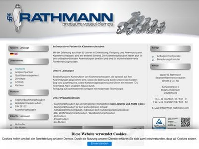 Website von Walter G. Rathmann Segmentklammerschrauben GmbH & Co. KG