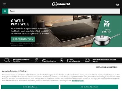 Website von Bauknecht Hausgeräte GmbH