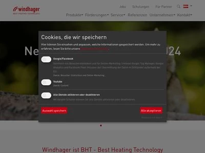 Website von Windhager Zentralheizung GmbH Deutschland