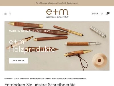 Website von e+m Holzprodukte GmbH & Co. KG