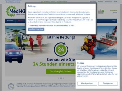 Website von Medi-King Medical Trading GmbH