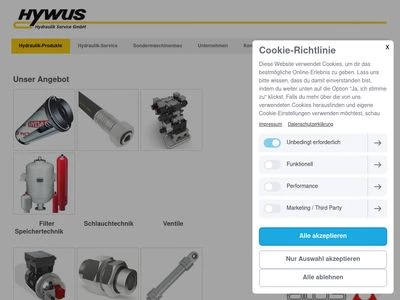 Website von Hywus Hydraulik Service GmbH