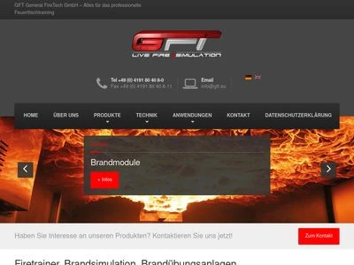 Website von GFT General FireTech GmbH