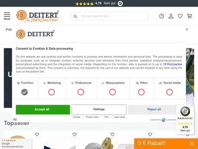 Website von Vereinsbedarf Deitert GmbH