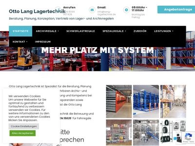 Website von Otto Lang Lagertechnik