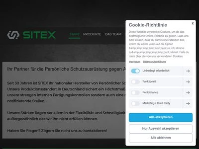 Website von Sitex GmbH