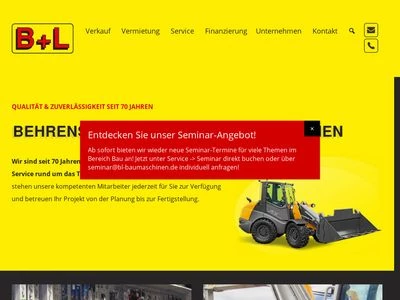 Website von Behrens + Lüneburger Baumaschinen KG