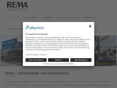Website von Rema Gabelstapler und Hebetechnik GmbH