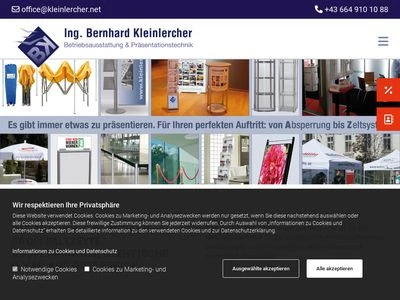 Website von Kleinlercher Bernhard Betriebsausstattung & Präsentationstechnik