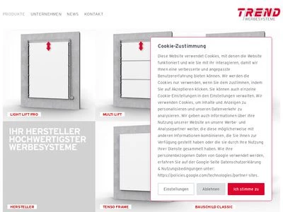 Website von TREND Werbesysteme GmbH & Co. KG
