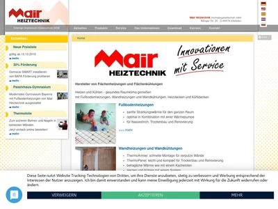 Website von Mair Heiztechnik Vertriebsgesellschaft mbH