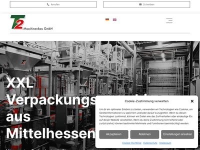 Website von T2 Maschinenbau GmbH