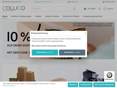 Website von Collico Verpackungslogistik und Service GmbH