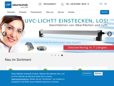 Website von LTF Labortechnik GmbH & Co. KG