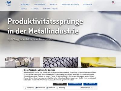 Website von hpl-Neugnadenfelder Maschinenfabrik GmbH