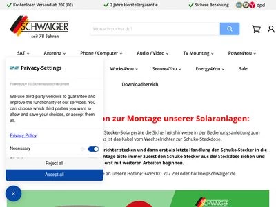 Website von Schwaiger GmbH