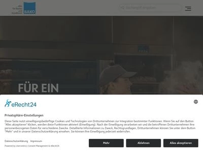Website von BÄKO-ZENTRALE eG