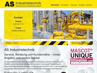 Website von AS Industrietechnik Technischer Großhandel GmbH
